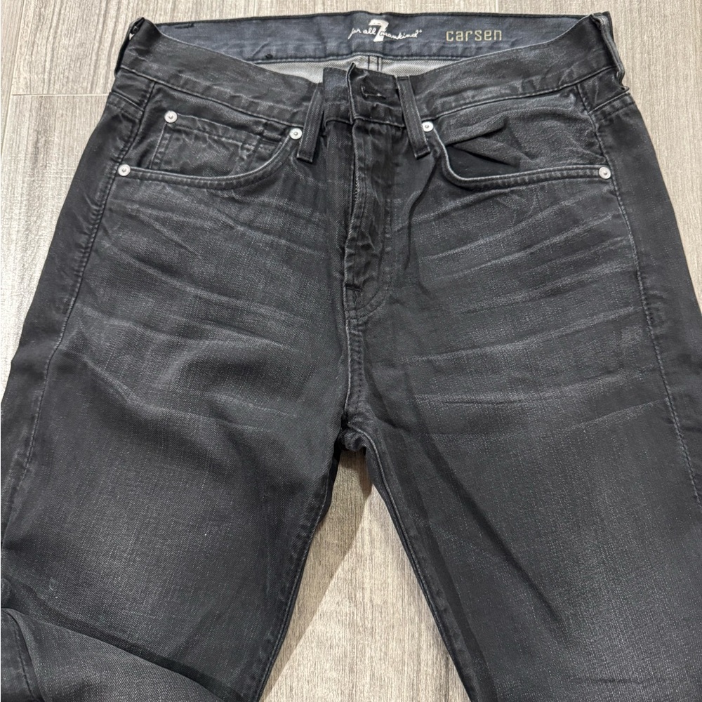 Retro 7 For All Mankind Men's Dark Gray Washed Out Black Slim Jeans Retro